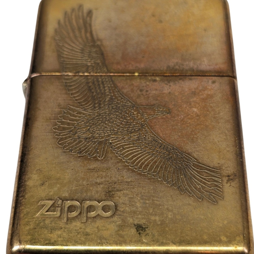 Vintage 2001 Zippo Lighter Solid Brass  Soaring‎ Eagle